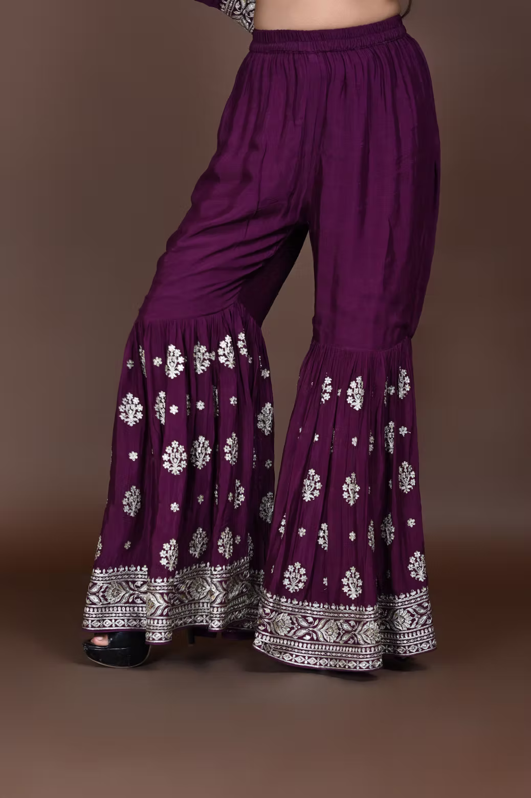 Purple Straight suit with Garara