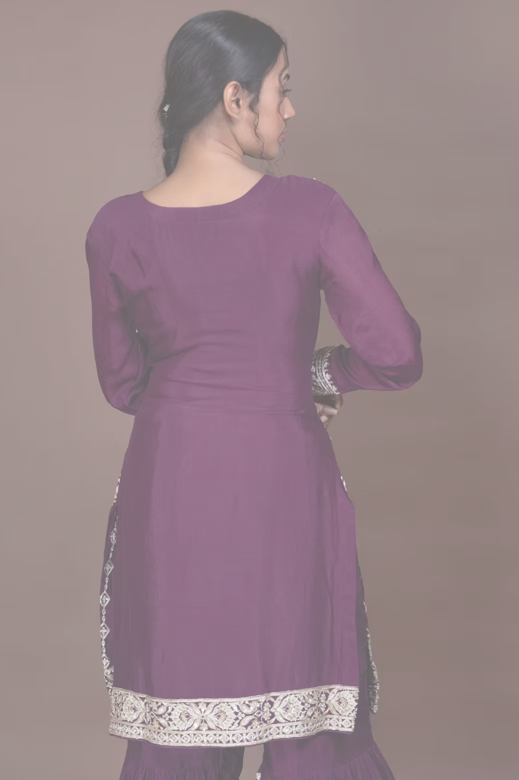 Purple Straight suit with Garara