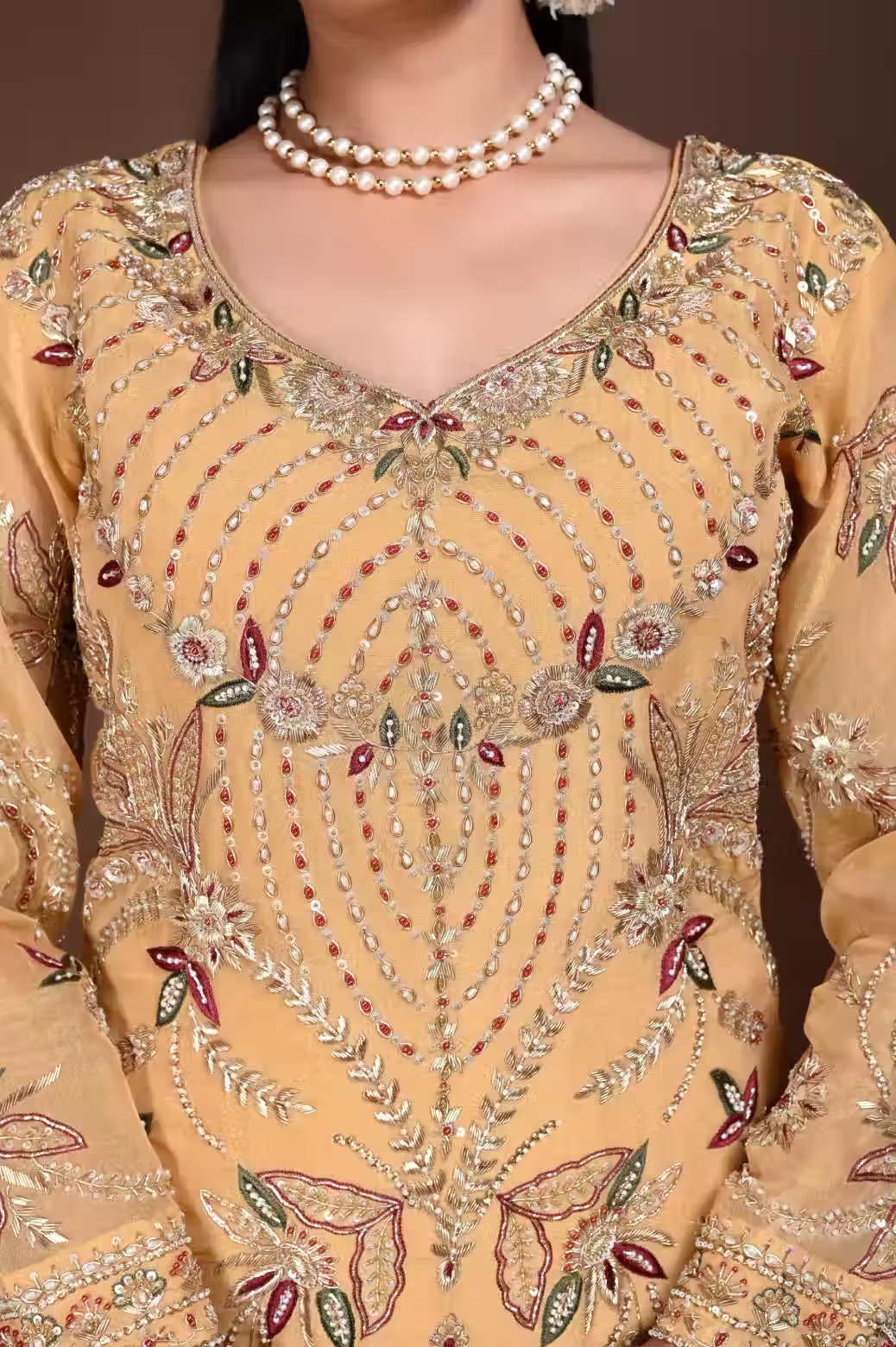 Mustard Long Straight Suit With Pant