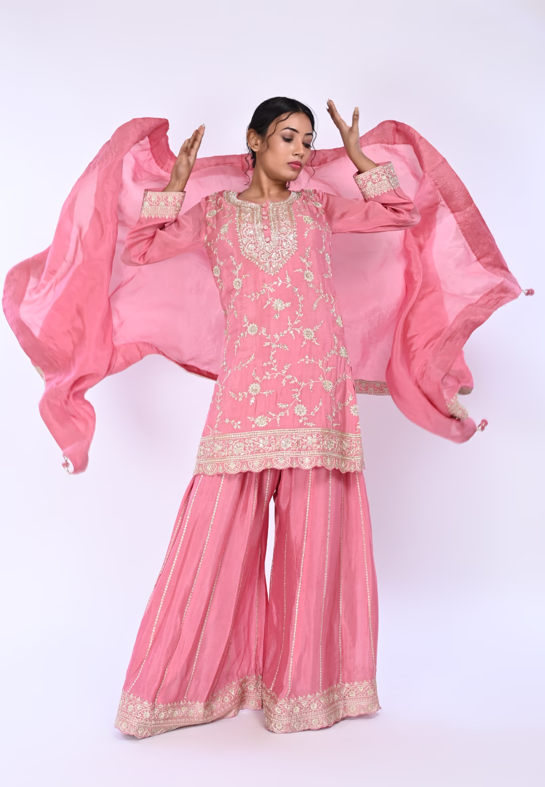 Pink Straight Suit With Palazzo Pant