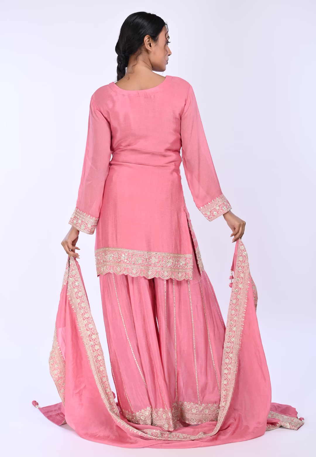 Pink Straight Suit With Palazzo Pant