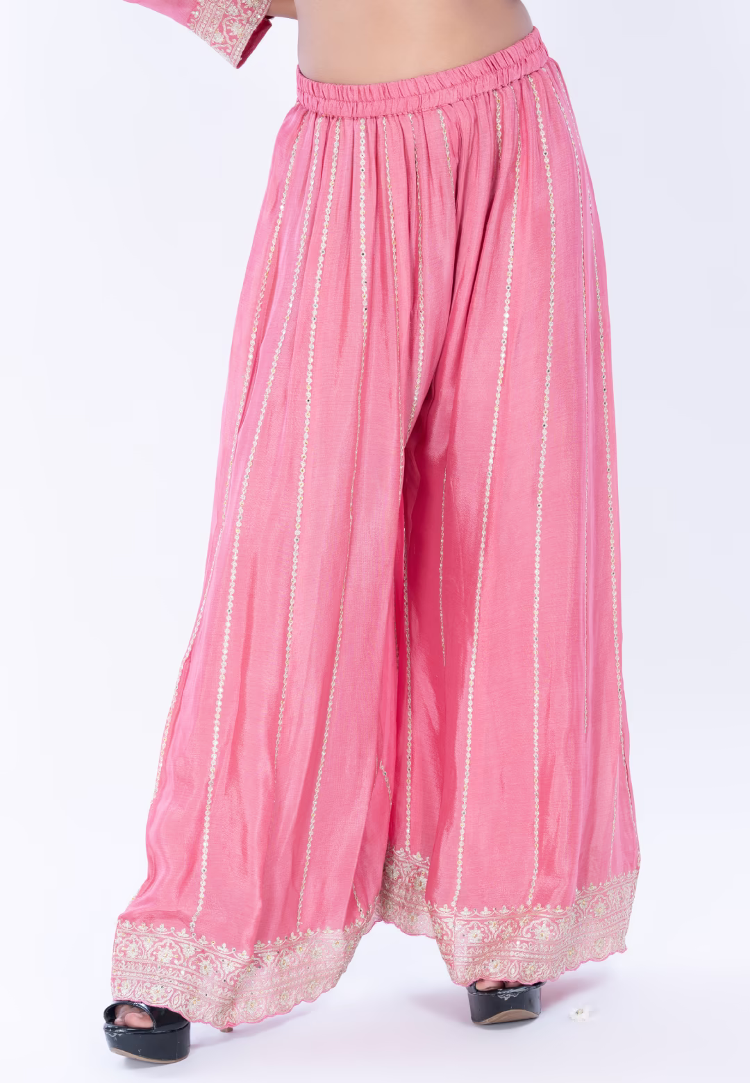 Pink Straight Suit With Palazzo Pant