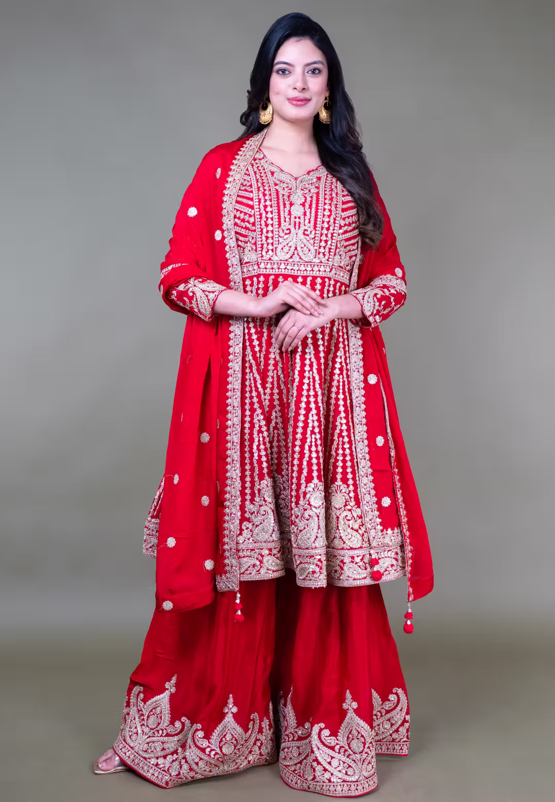 Red Paplom Suit With Sarara