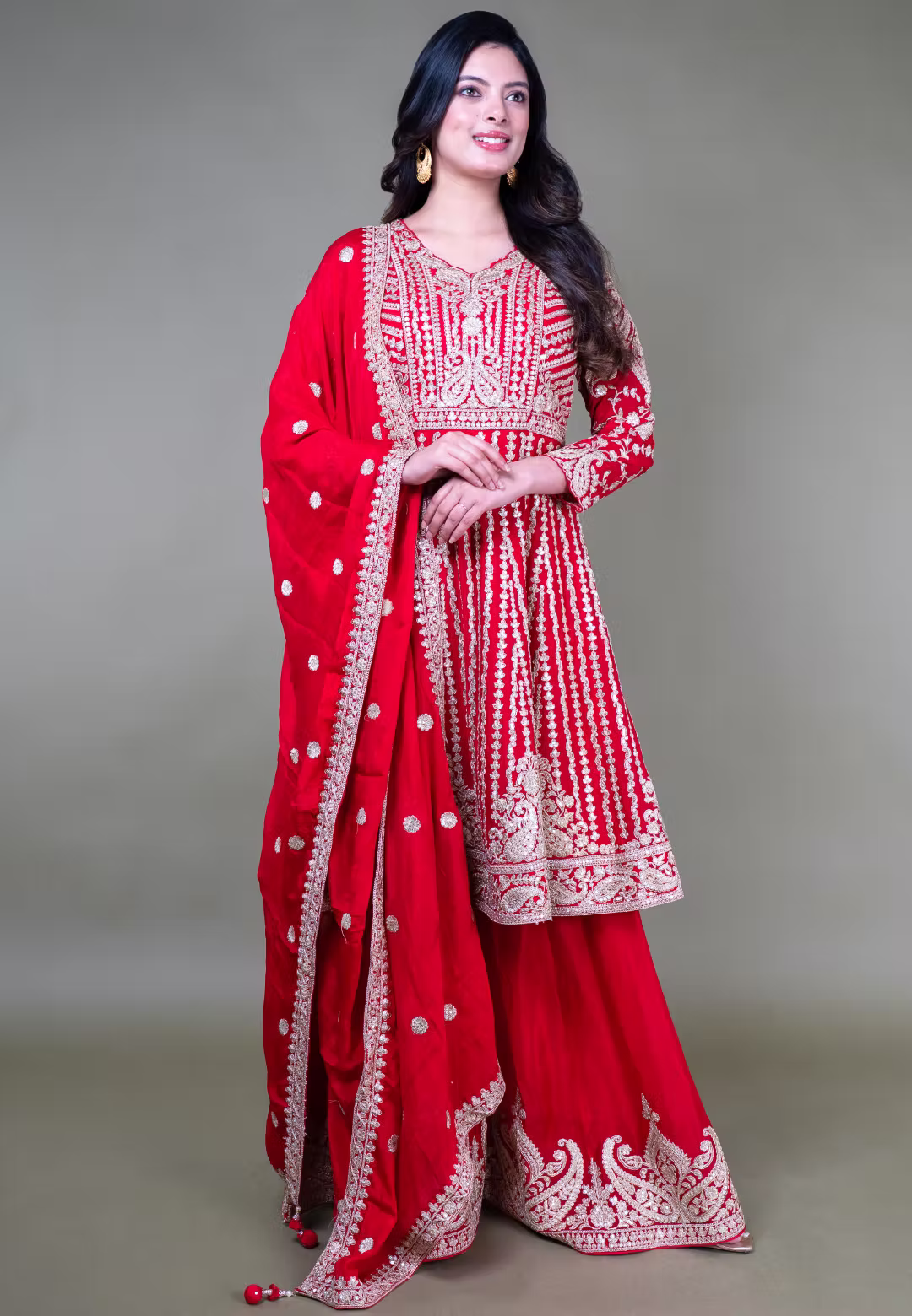 Red Paplom Suit With Sarara