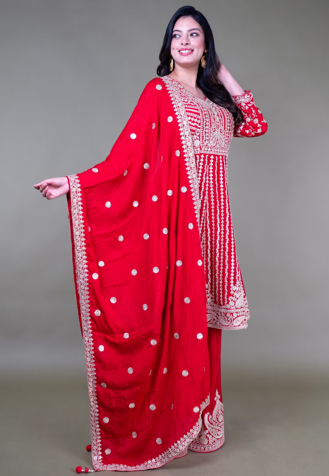 Red Paplom Suit With Sarara