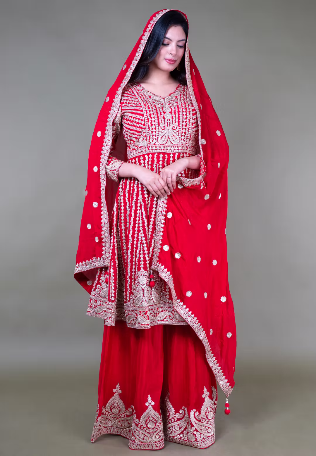 Red Paplom Suit With Sarara