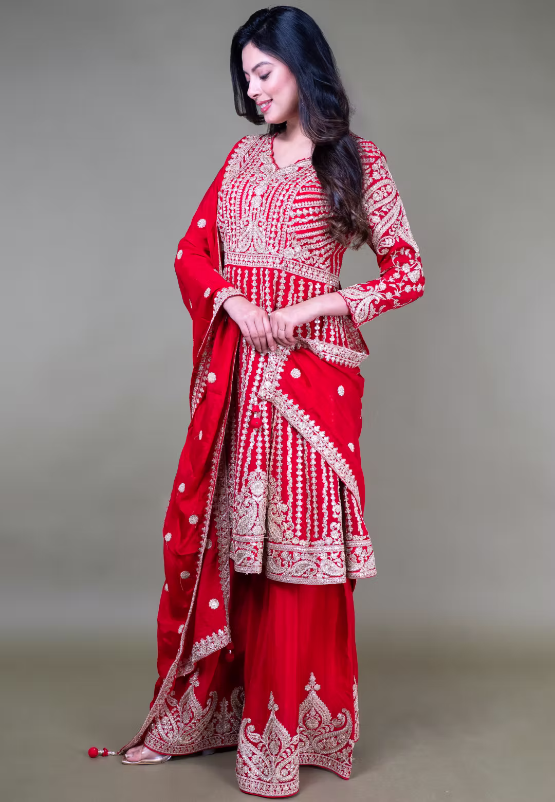 Red Paplom Suit With Sarara