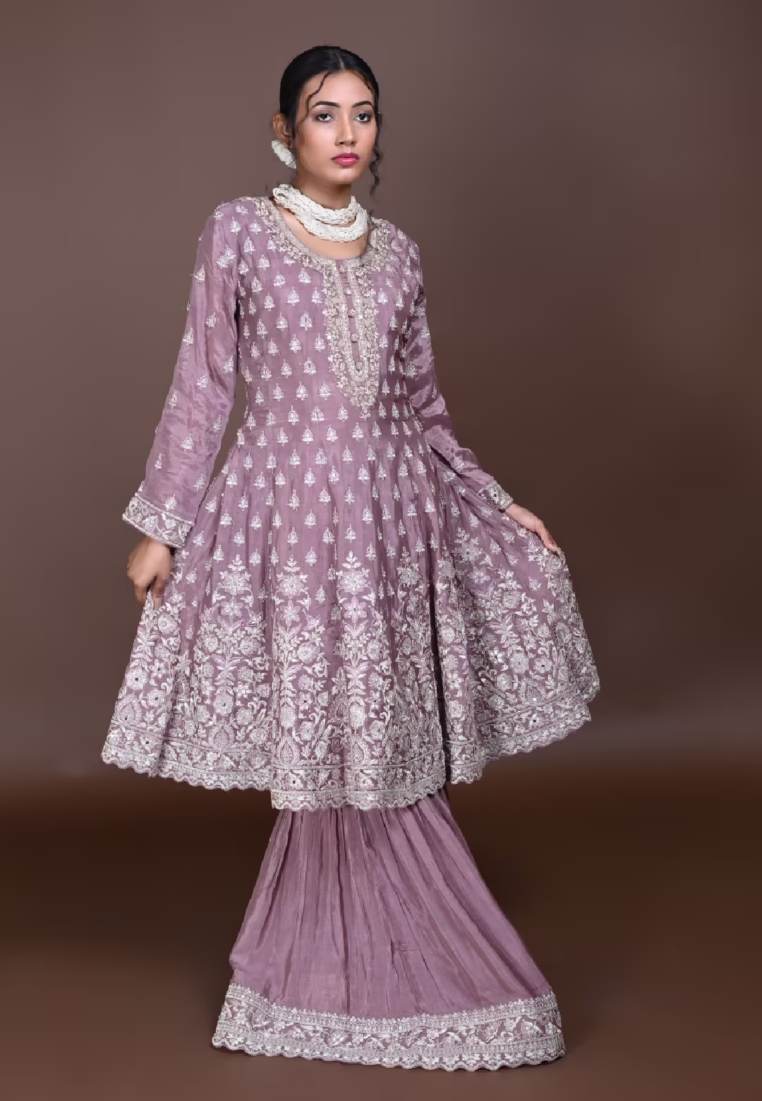 Mauve Paplom Suit With Gharara