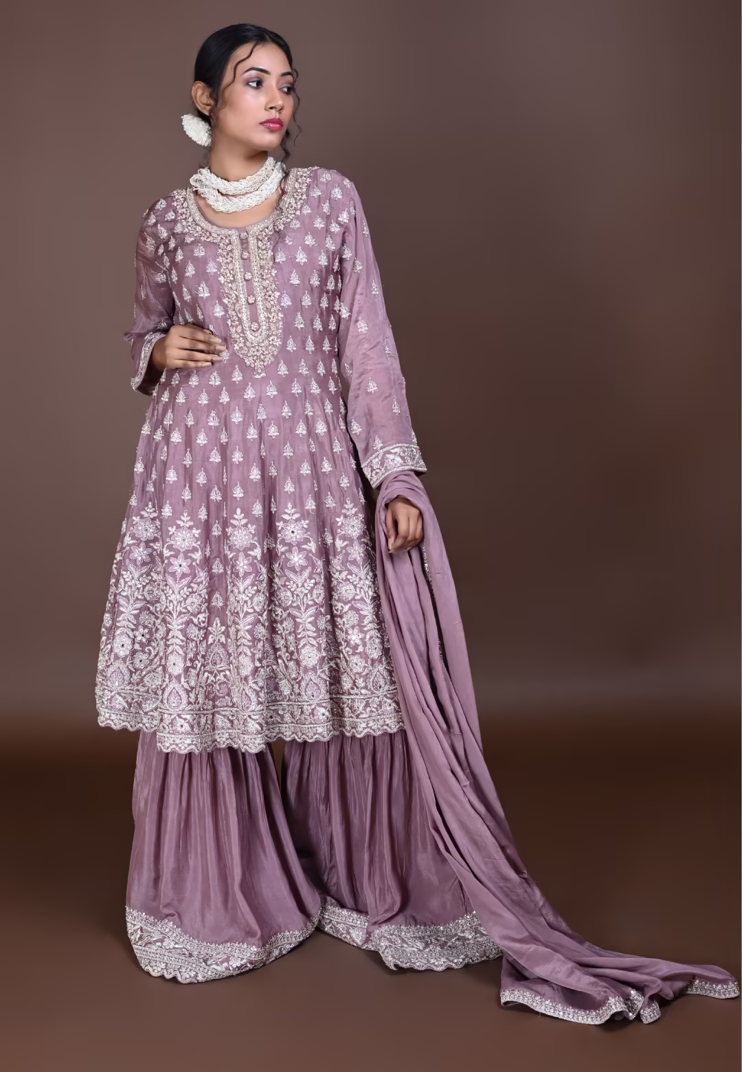 Mauve Paplom Suit With Gharara