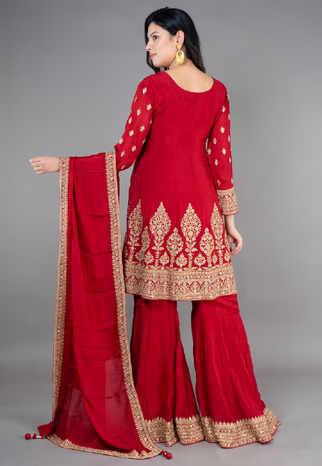 Maroon  Paplom Suit With Garara