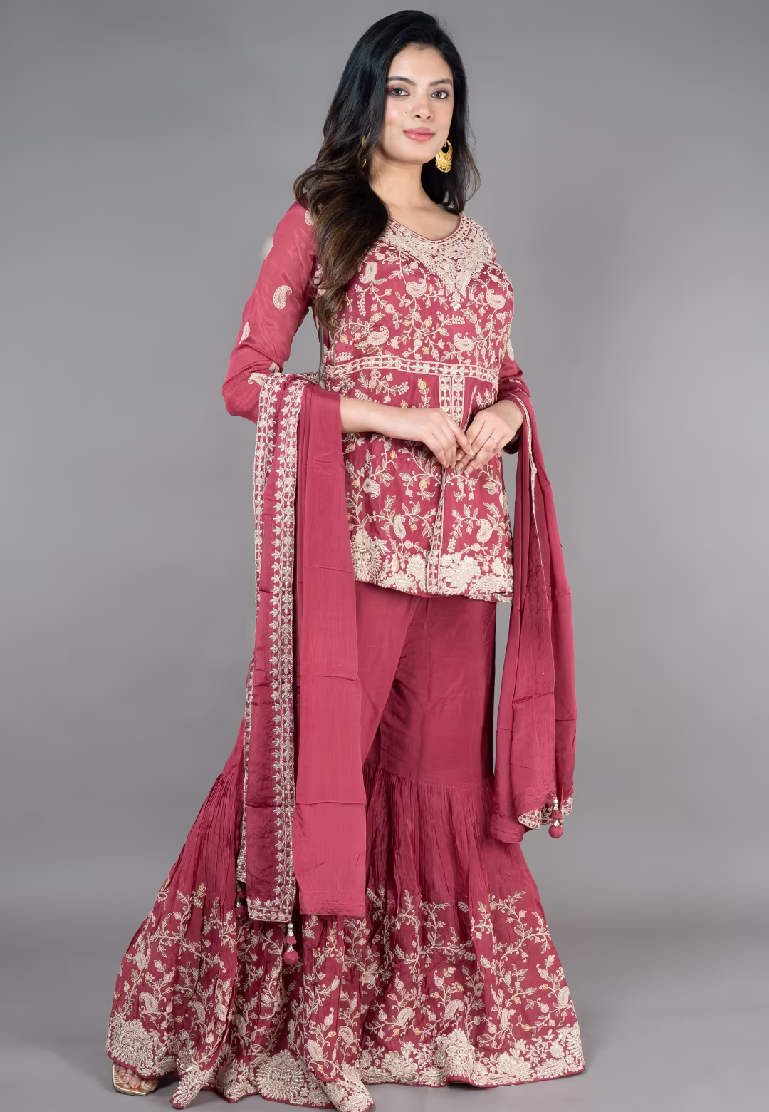 R.gold Short Paplom middle cut with Gharara
