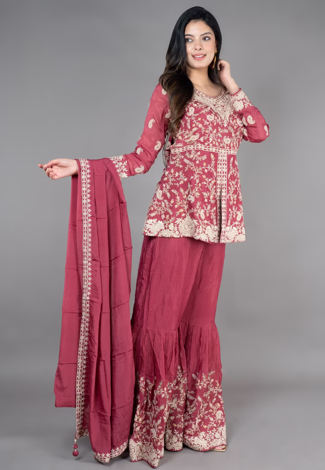 R.gold Short Paplom middle cut with Gharara