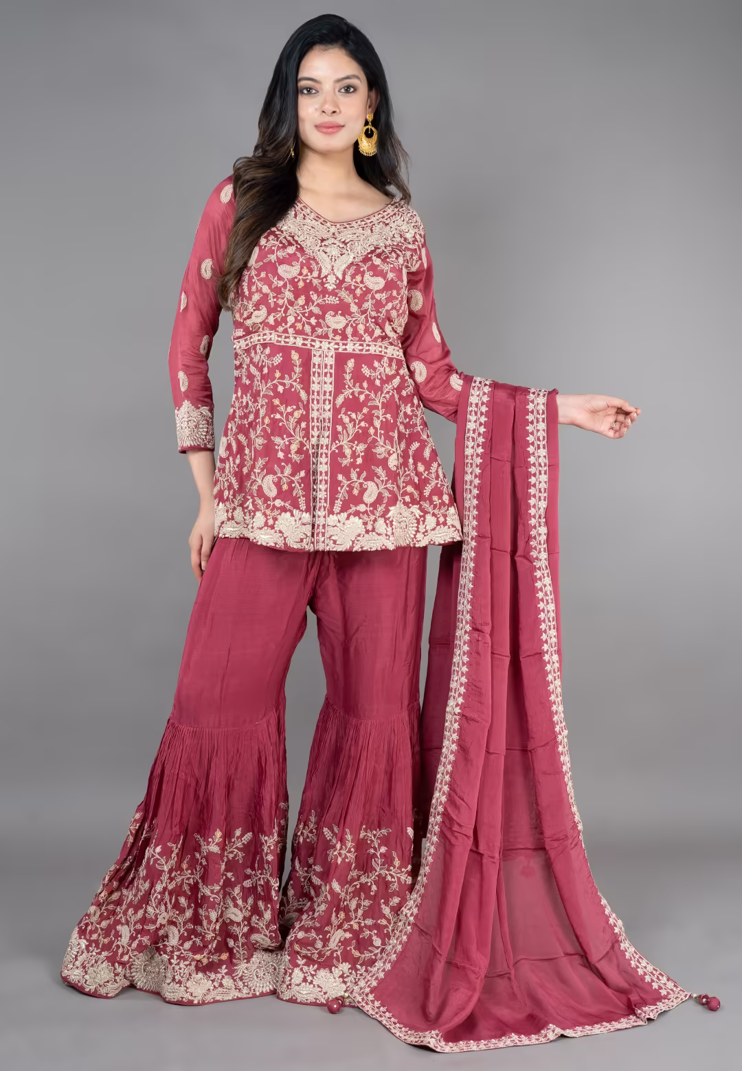 R.gold Short Paplom middle cut with Gharara