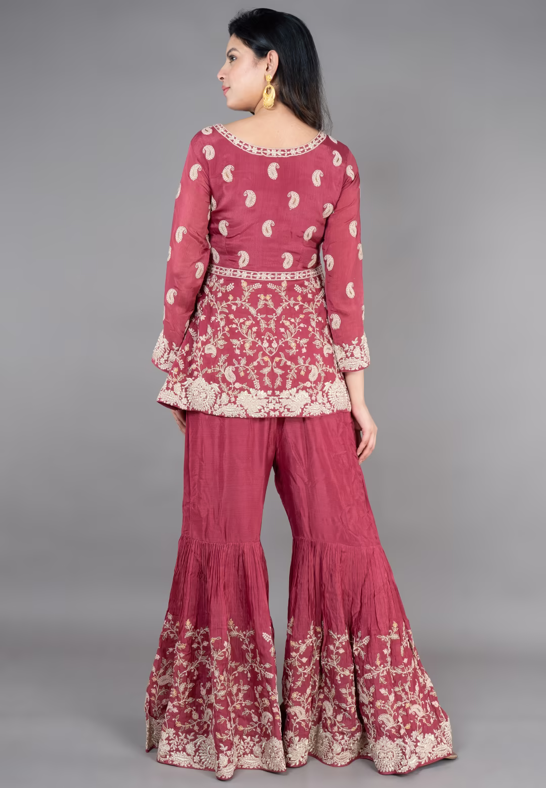 R.gold Short Paplom middle cut with Gharara