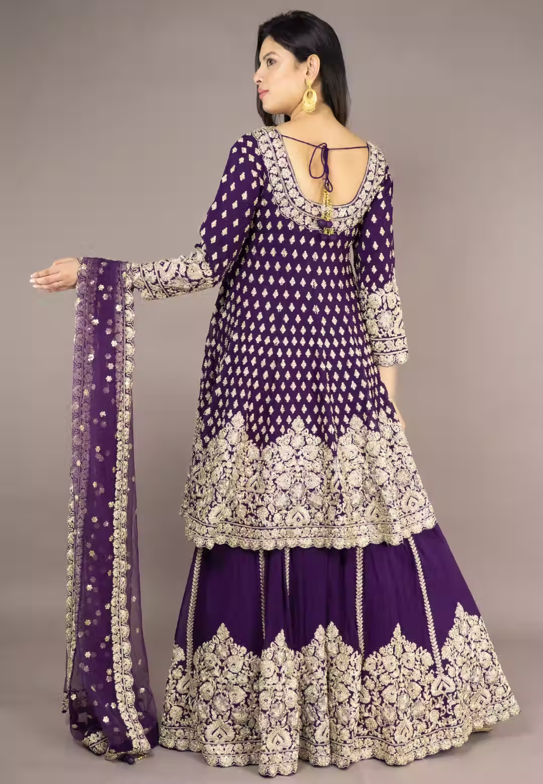 Purple Paplom Suit With Skirt