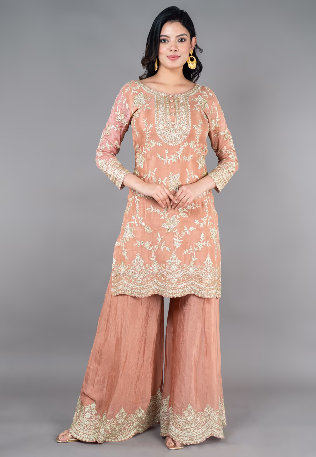 Copper Straight suit with Sharara