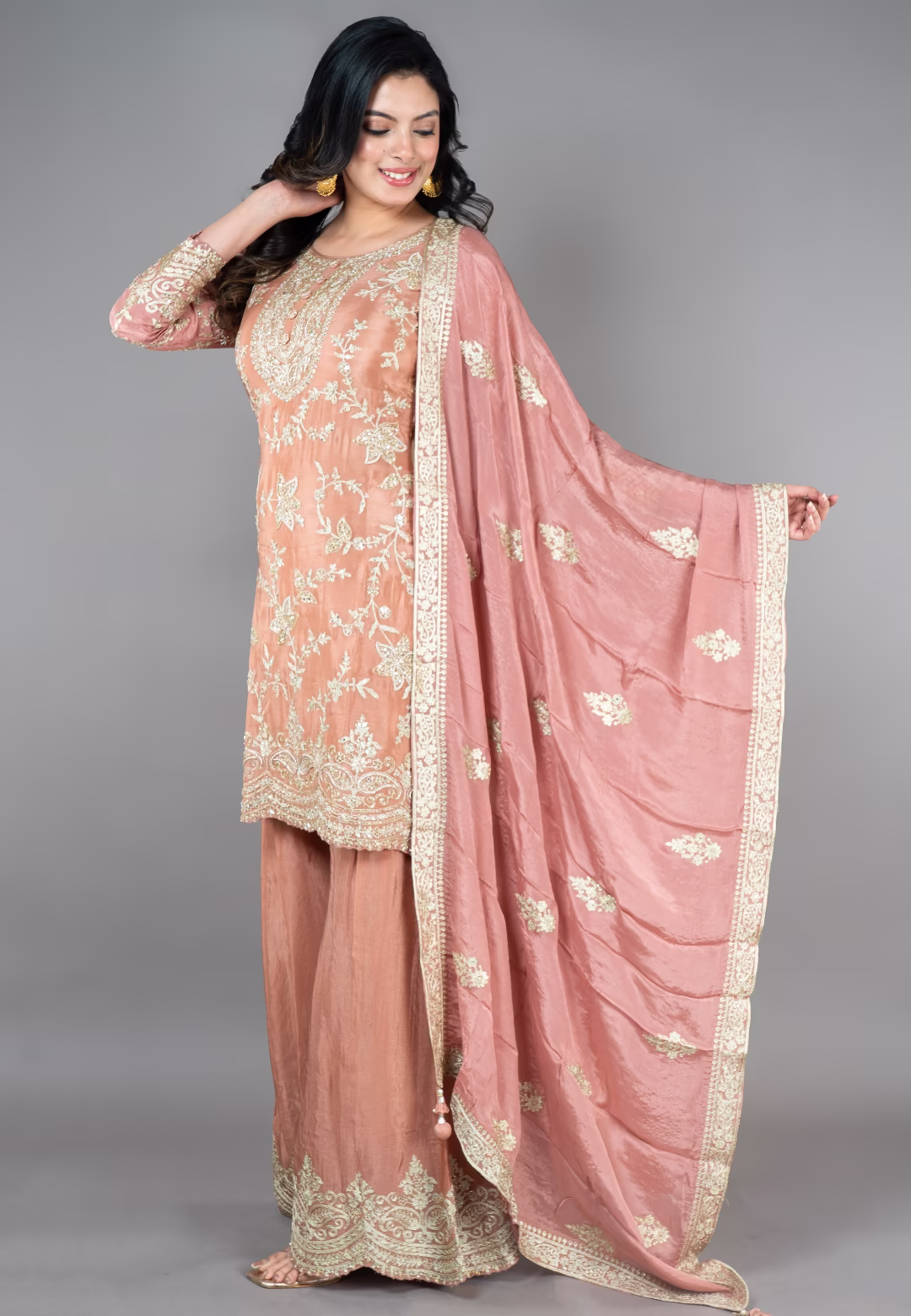 Copper Straight suit with Sharara