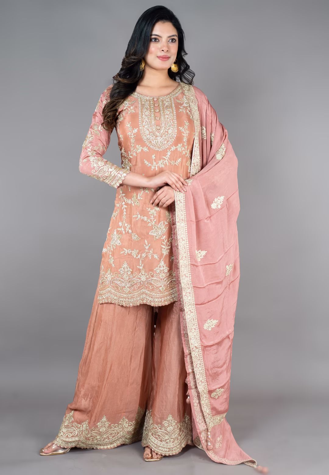 Copper Straight suit with Sharara