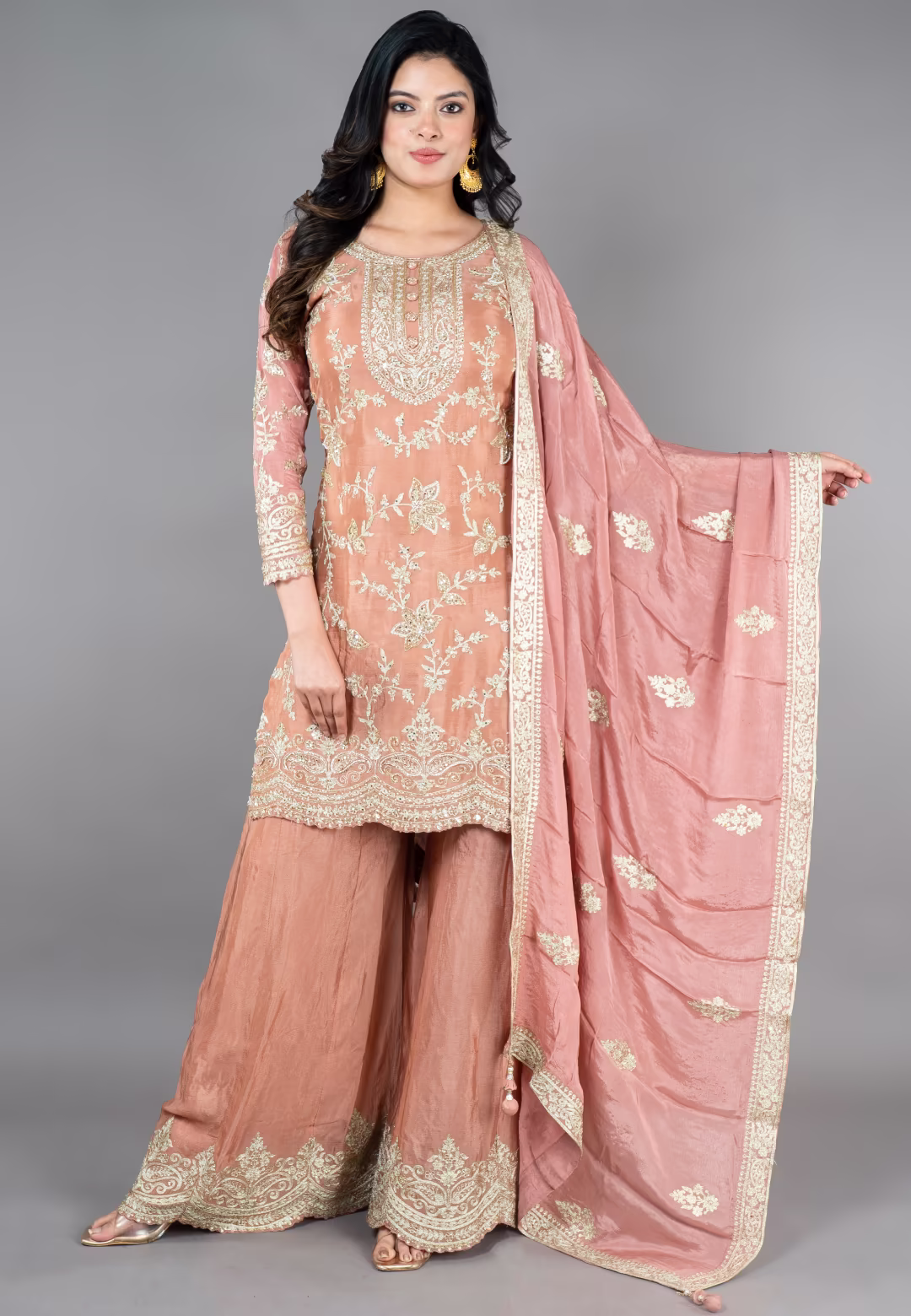 Copper Straight suit with Sharara