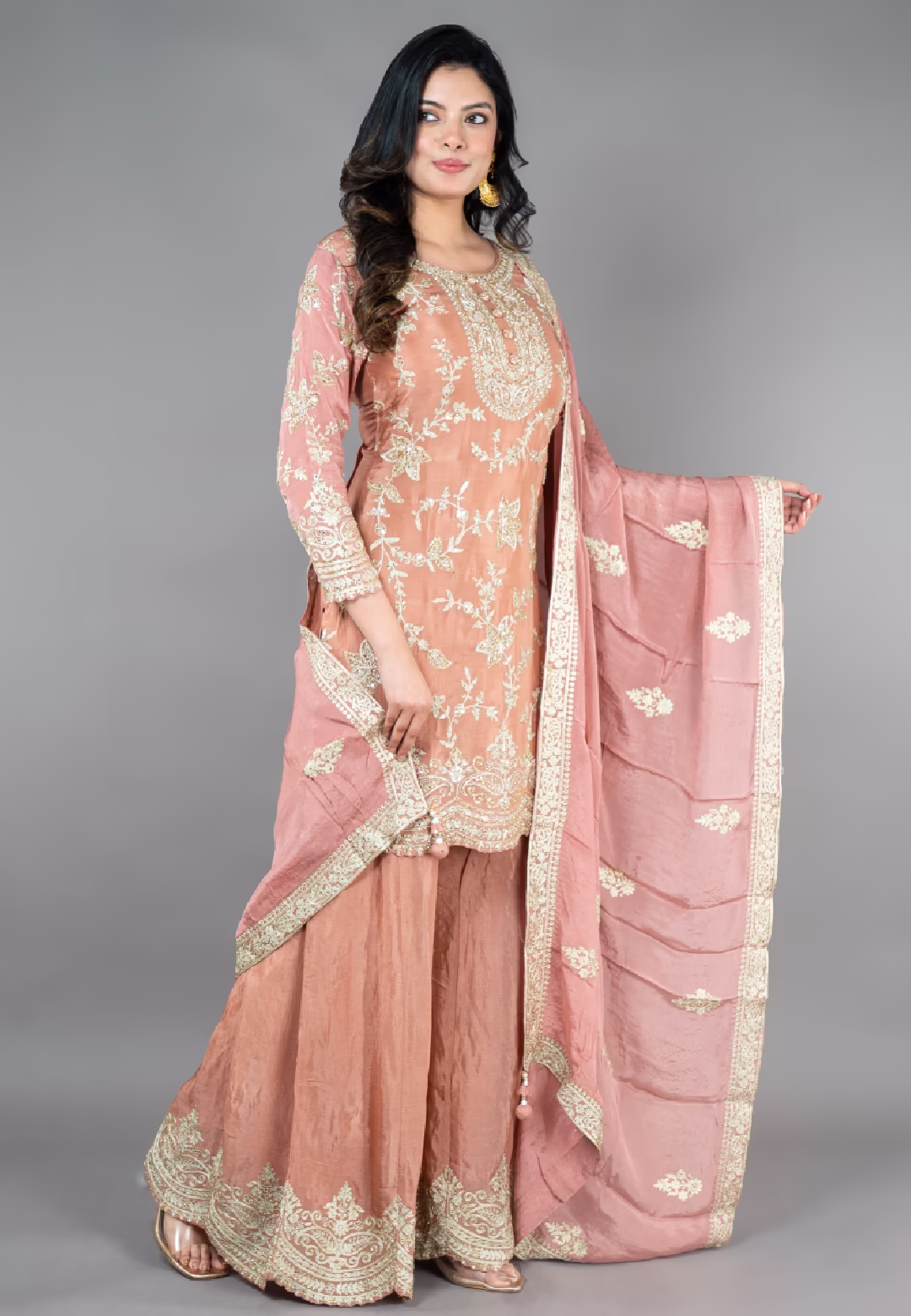 Copper Straight suit with Sharara