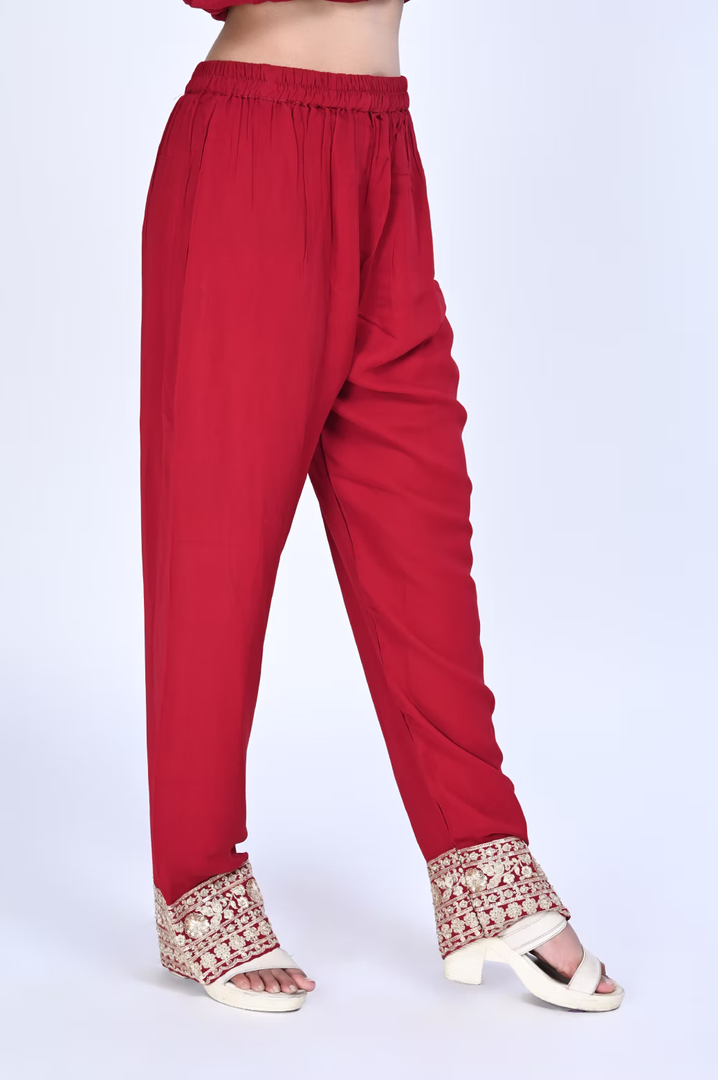 Maroon Long Anarkoli+Middle Cut Suit With Pant