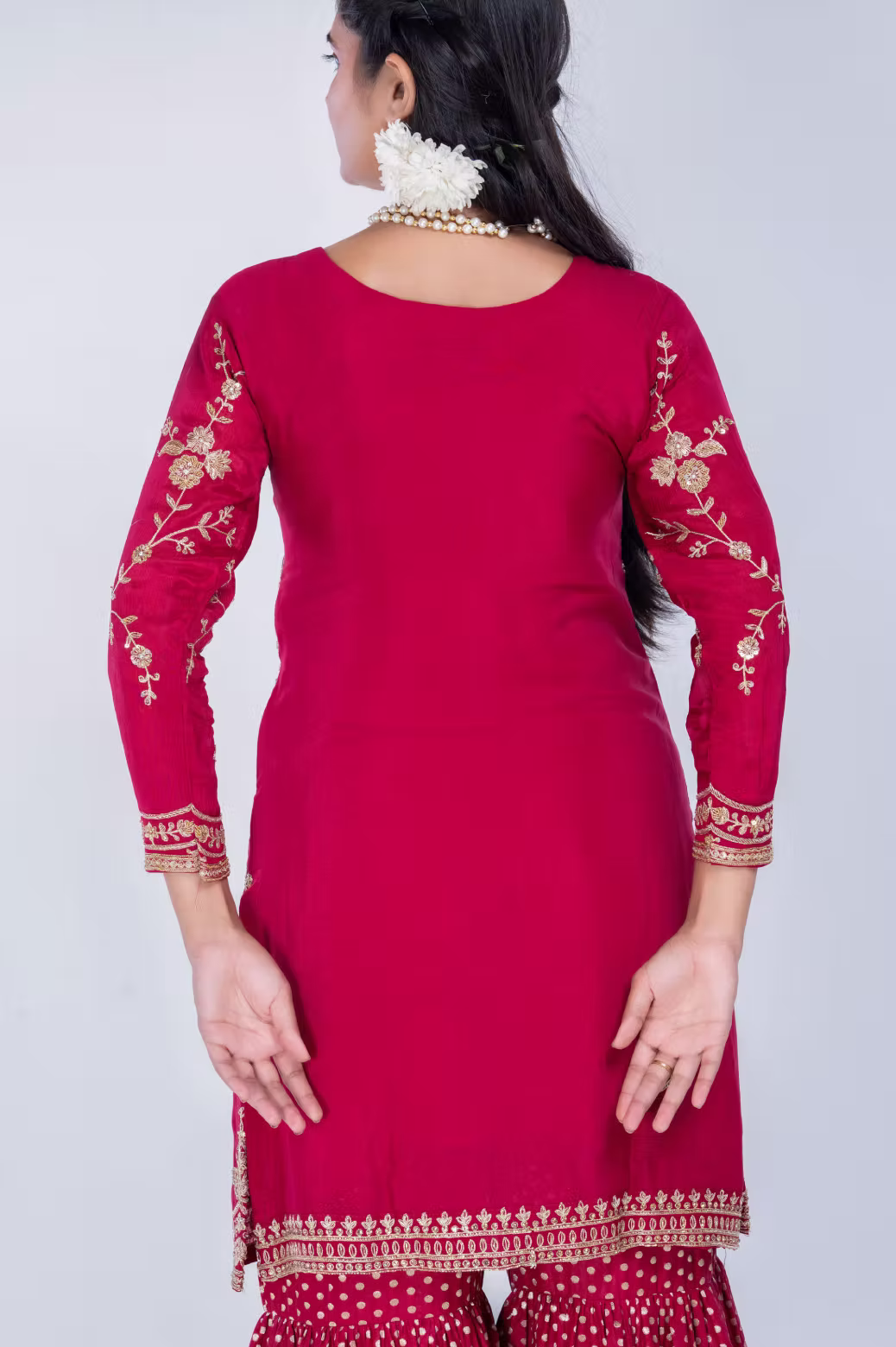 Maroon Straight suit with Gharara