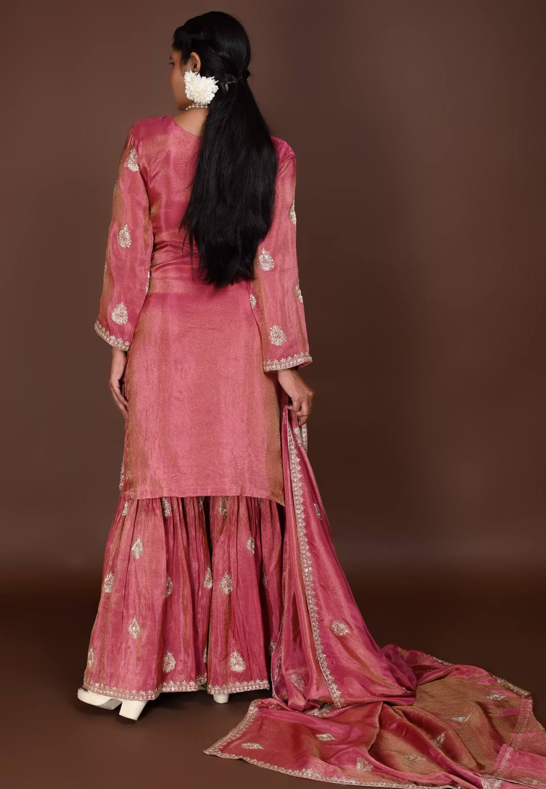 Rose Gold Straight Suit with Gharara